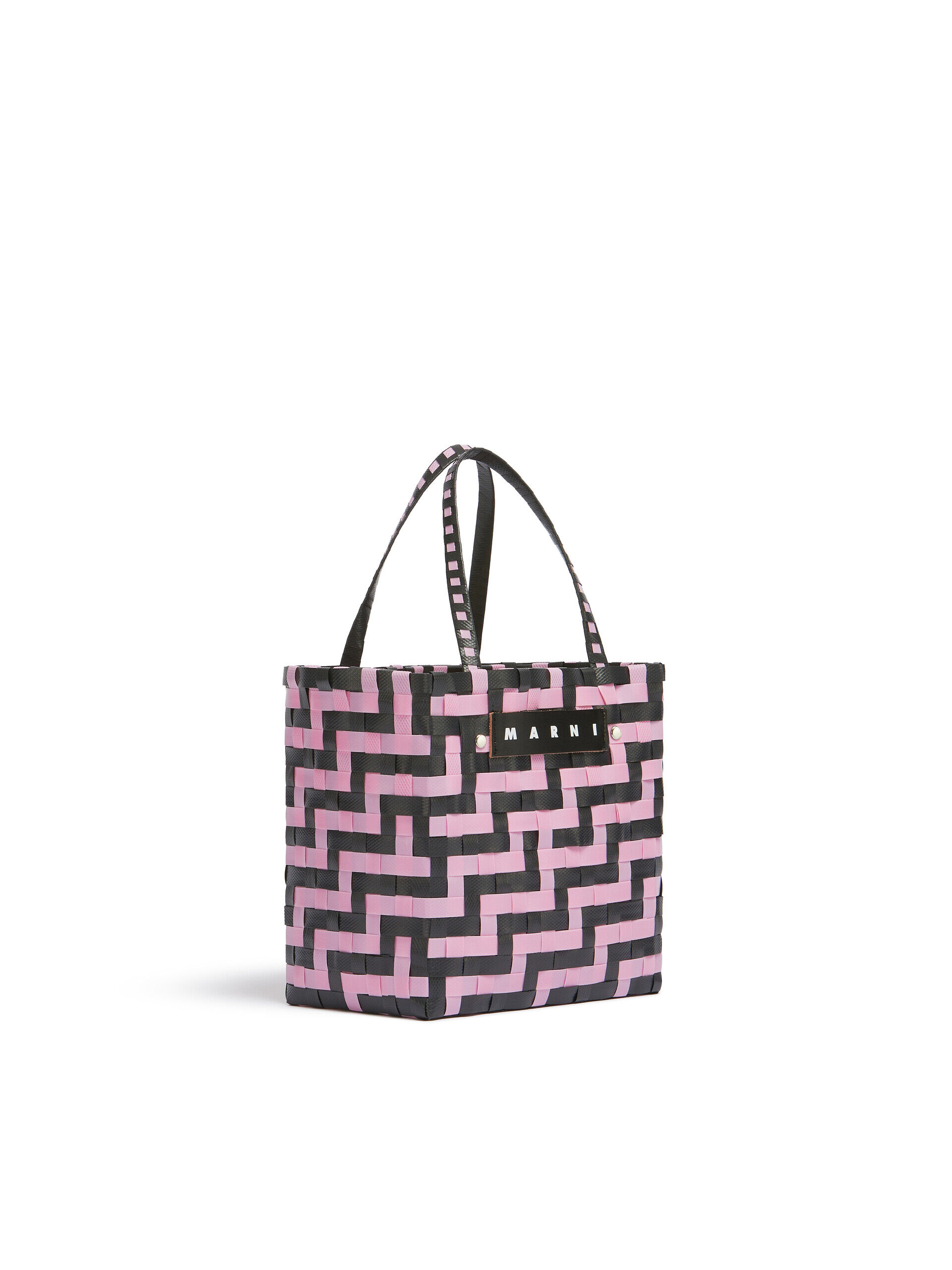 ピンク ブラック チェック MARNI MARKET ミニバスケットバッグ | Marni