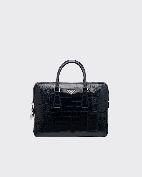 ブラック サフィアーノレザー ブリーフケース | PRADA