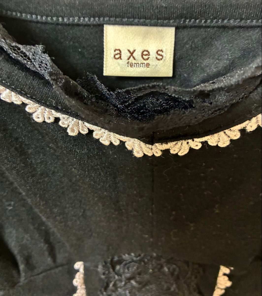 axes femme アクシーズファム レーストップス キャミソール 黒 フリル