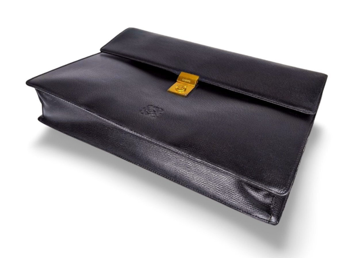 ☆極上品☆ ロエベ LOEWE レザーブリーフケース シボ革 裏地総柄