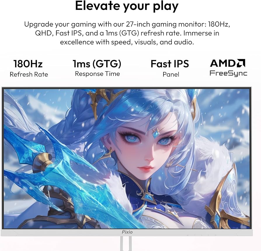 Amazon.com: Pixio PX278 Wave White 27 inch 180Hz Refresh Rate Quad
