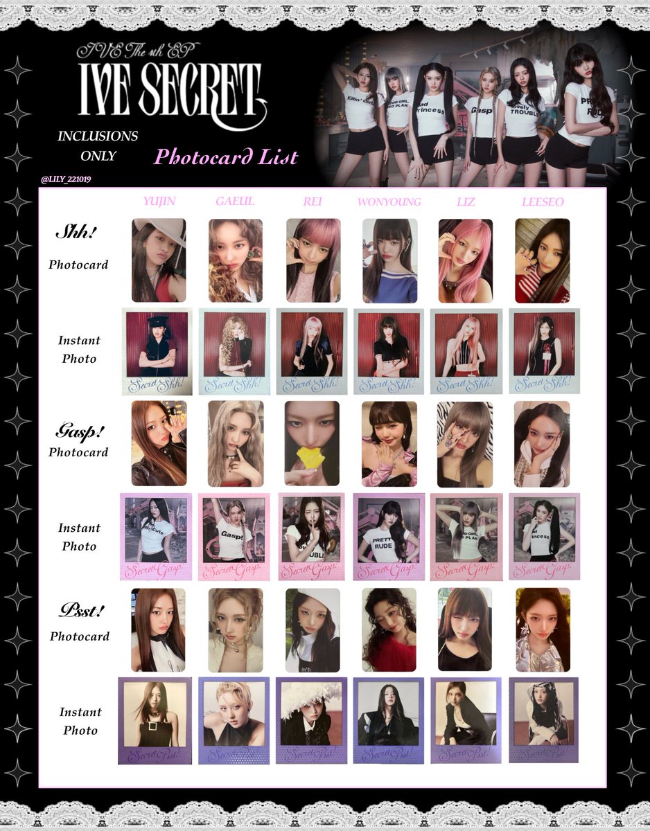 IVE SECRET】 封入&特典 全員 トレカ 一覧 🩷🪽Photocard List ver.7