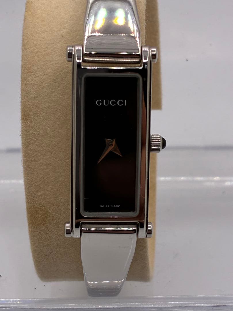 GUCCI グッチ 1500L 美品 レディース 時計 シルバー 稼働 稼働 GUCCI 腕時計 1500L 黒文字盤 バングル シルバー 1390｜Yahoo
