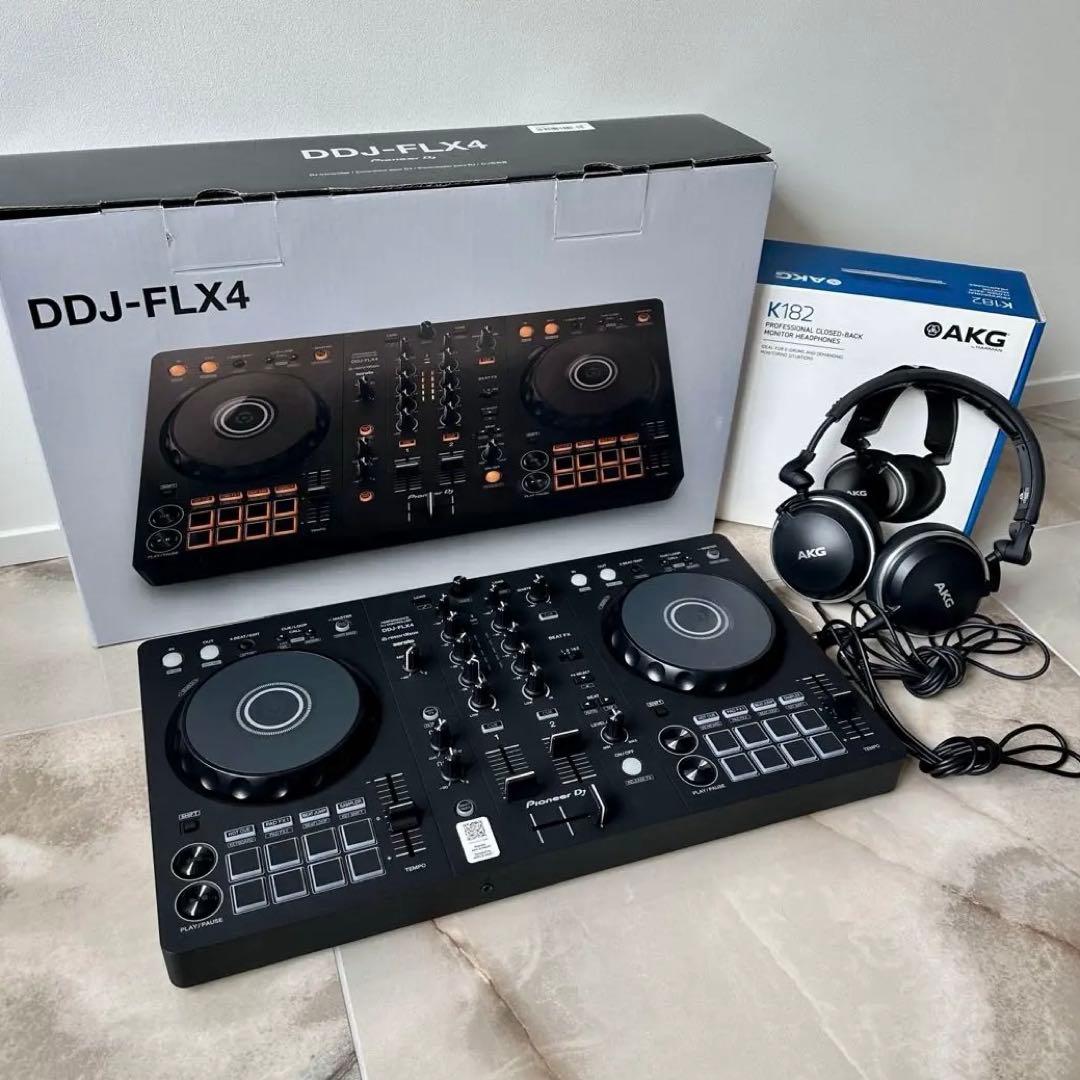DDJ-FLX4 + AKG K182ヘッドホン セット　極美品 全部入／PARTYスピーカー・ヘッドホンセット】 Pioneer DJ DDJ-FLX4