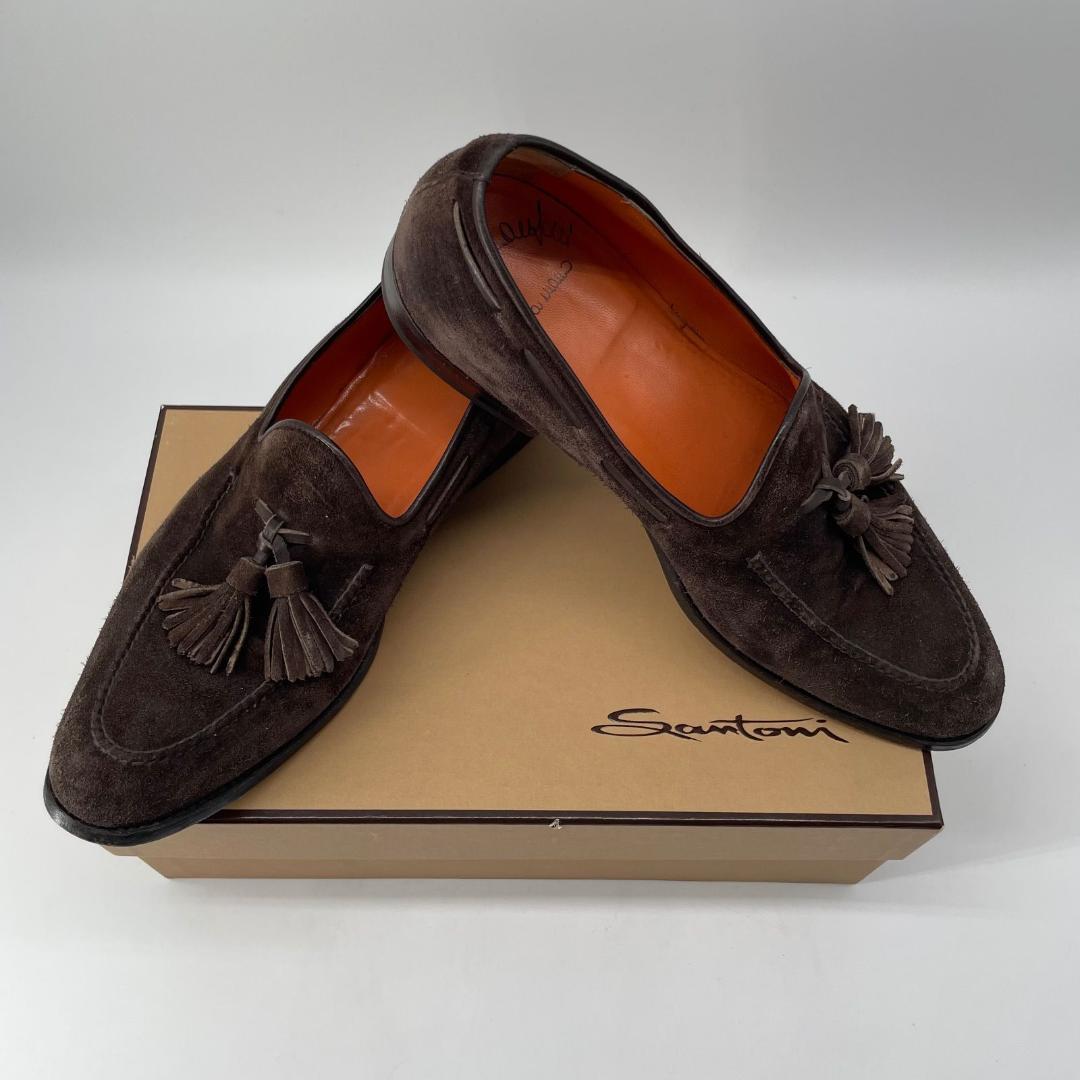 16072✨良品✨サントーニ スエード タッセルローファー 6 1/2 ブラウン OUTLET』SANDERS（サンダース）Tassel Loafer（タッセルローファー