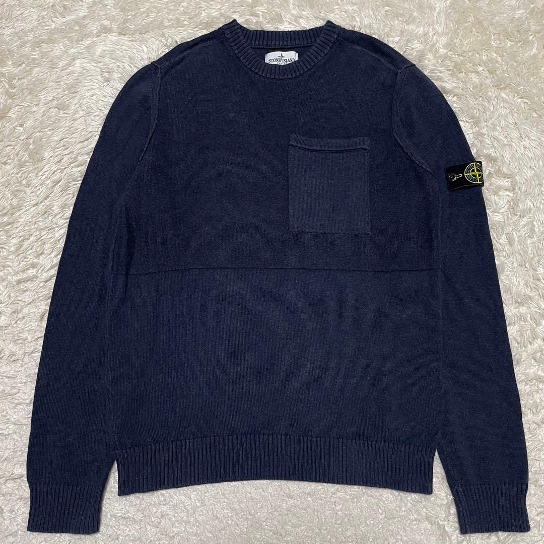 STONE  クルーネック ニットセーター ネイビー　Sサイズ STONE ISLAND（ストーン アイランド） クルーネックニット 508A3